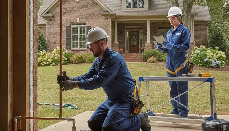 Plumber repairing a pipe in Chattanooga, TN for fast plumbing service