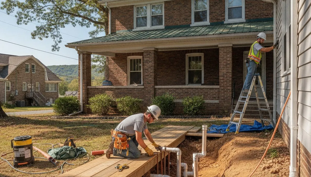 Plumber repairing a pipe in Chattanooga, TN for emergency plumbing service