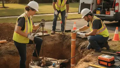 Chattanooga, TN plumbers repairing a septic system for a local home