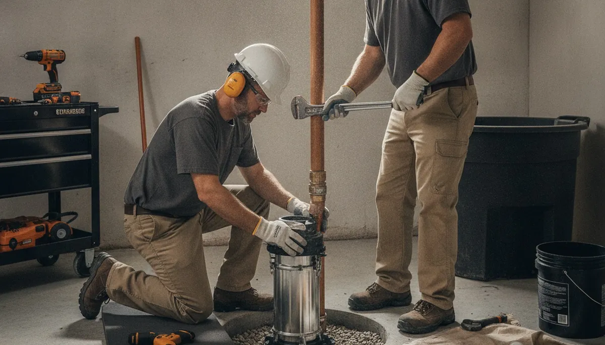 Sump pump installation by Chattanooga, TN plumbers to protect homes from basement flooding