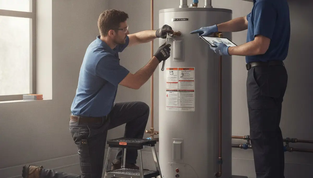 Chattanooga, TN plumber repairing a water heater for fast residential service